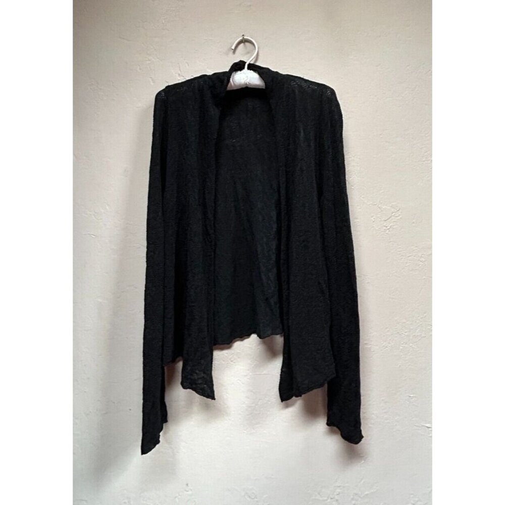 Cut Loose Women's Knit Pattern Open Front Cardigan Sweater Medium Black Cozy